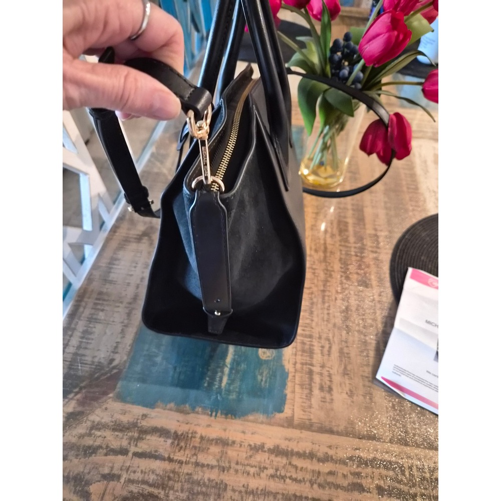 Michael Kors Avril  Satchel Black Leather Suede Handbag Crossbody Bag - Picture 8 of 13